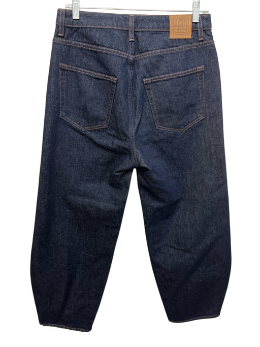 Toteme Size 29/32 Dark Wash Cotton Denim High Rise Barrell Leg 5 Pocket Jeans Dark Wash / 29/32