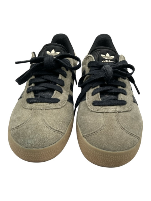 Adidas Shoe Size 8.5 Sage & Black Leather Upper Round Toe Stripes Sneakers Sage & Black / 8.5