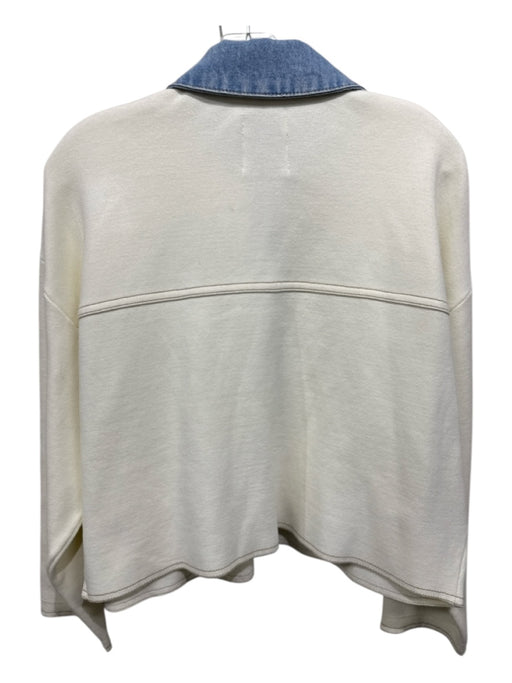 Sandro Size 2 Light Wash & White Viscose Blend Denim Patch Button Front Jacket Light Wash & White / 2