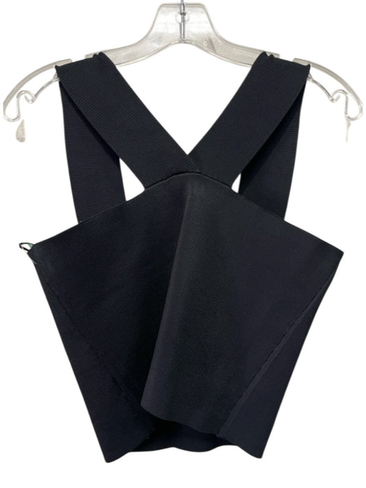 A.L.C. Size L Black Rayon Blend Thick Straps Knit Sleeveless Crop Top Black / L