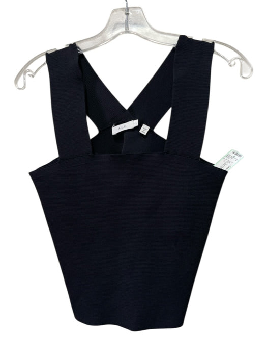 A.L.C. Size L Black Rayon Blend Thick Straps Knit Sleeveless Crop Top Black / L