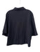COS Size M Black Viscose Blend Short Sleeve 1/4 Button Collar Oversize Top Black / M