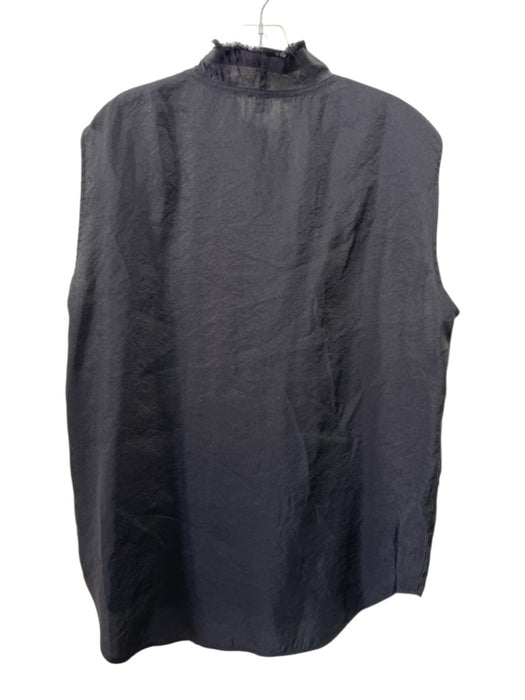 Totem Size 42 Black Viscose Blend Mock Neck Fray Detail Sleeveless Paneled Top Black / 42