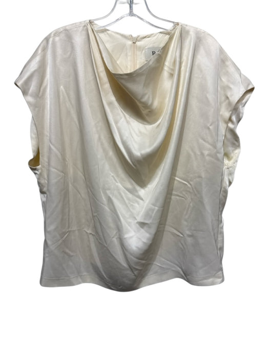 Rohe Size 42 Cream Viscose Blend Cap Sleeve Back Zip Cowl neck Boxy Top Cream / 42
