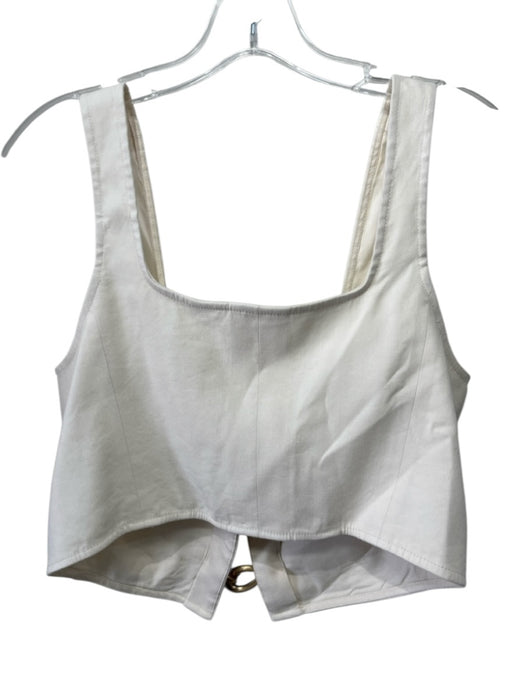 Cult Gaia Size L Cream & White No Fabric Tag Gold Tone Hardware Clasp Crop Top Cream & White / L