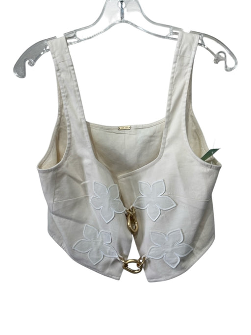Cult Gaia Size L Cream & White No Fabric Tag Gold Tone Hardware Clasp Crop Top Cream & White / L