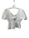 Ciao Lucia Size L White Cotton Short Balloon Sleeve Elastic Back V Neck Top White / L