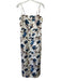 Tory Burch Size 8 cream, blue & brown Polyester Spaghetti Strap Floral Dress cream, blue & brown / 8