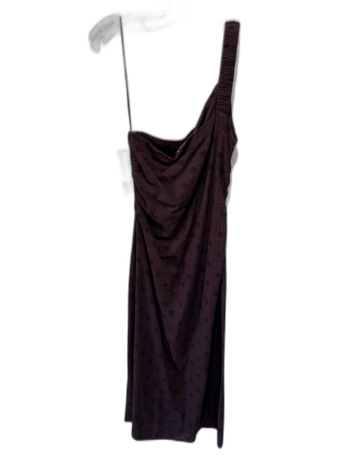 Peony Size 14 Brown Cotton & Viscose Sleeveless Polka Dot One Shoulder Dress Brown / 14