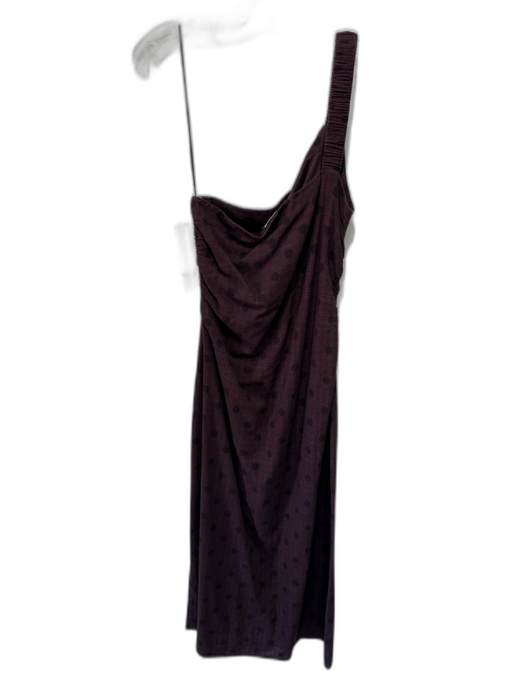 Peony Size 14 Brown Cotton & Viscose Sleeveless Polka Dot One Shoulder Dress Brown / 14