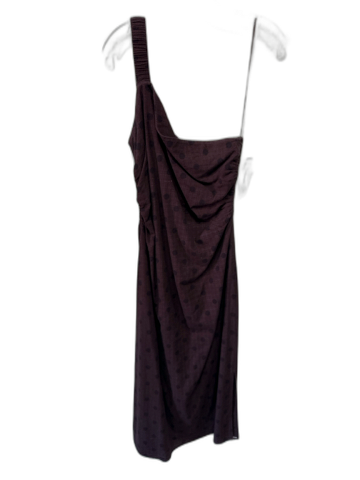 Peony Size 14 Brown Cotton & Viscose Sleeveless Polka Dot One Shoulder Dress Brown / 14