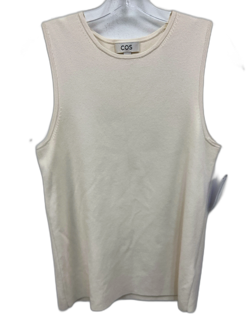 COS Size L Cream Rayon Blend Knit Round Neck Sleeveless Top Cream / L