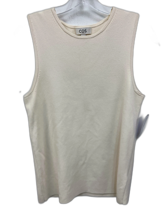 COS Size L Cream Rayon Blend Knit Round Neck Sleeveless Top Cream / L