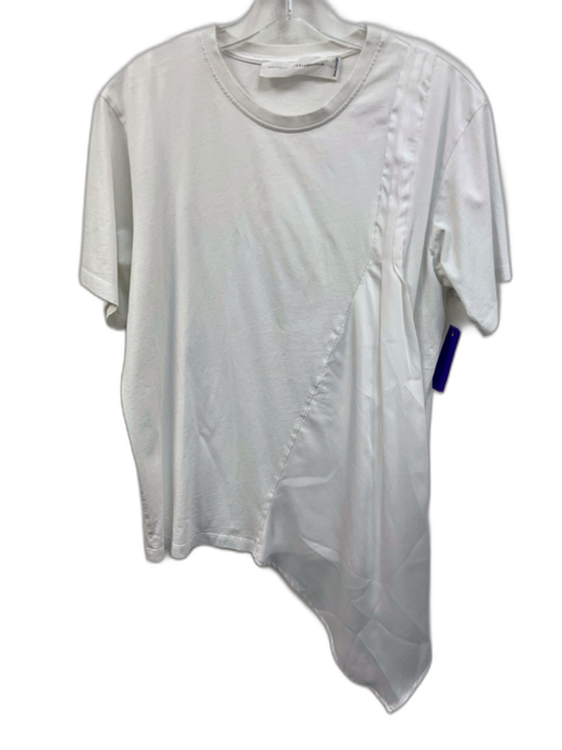 Victoria Victoria Beckham Size M White Cotton Short Sleeve Draped Detail Top White / M