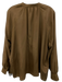 Vince Size L Khaki Brown Silk Tie Neck Long Balloon Sleeve Top Khaki Brown / L