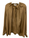 Vince Size L Khaki Brown Silk Tie Neck Long Balloon Sleeve Top Khaki Brown / L