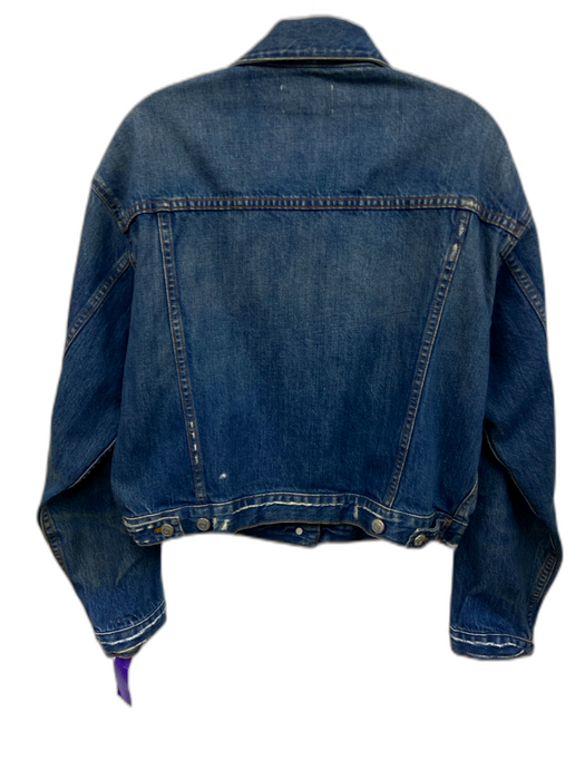 Proof Collective Size M Medium Wash Cotton Denim Collar Distressed Jacket Medium Wash / M