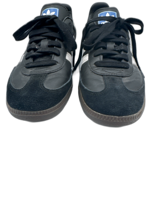 Adidas Shoe Size 7.5 Black White & Beige Leather Suede Stripe Low Top Sneakers Black White & Beige / 7.5