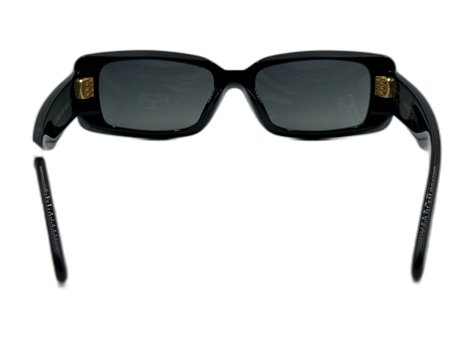 Anine Bing Black Acetate Gradient Lens Logo Rectangle Sunglasses Black