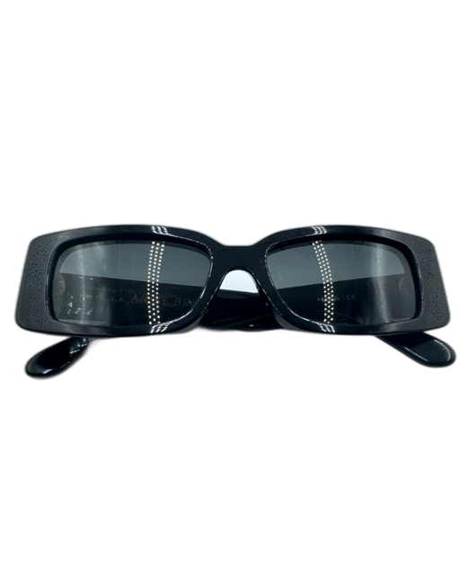 Anine Bing Black Acetate Gradient Lens Logo Rectangle Sunglasses Black