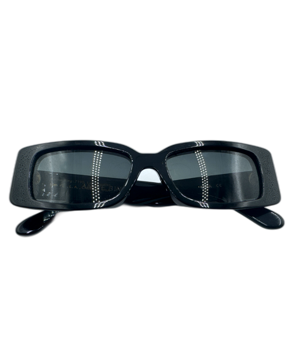 Anine Bing Black Acetate Gradient Lens Logo Rectangle Sunglasses Black