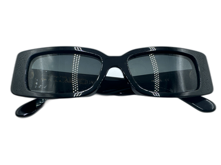Anine Bing Black Acetate Gradient Lens Logo Rectangle Sunglasses Black