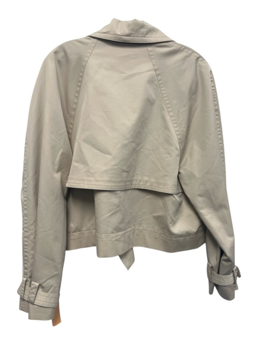 Mango Size L Cream Beige Cotton Blend Water Repellant Double Breasted Jacket Cream Beige / L