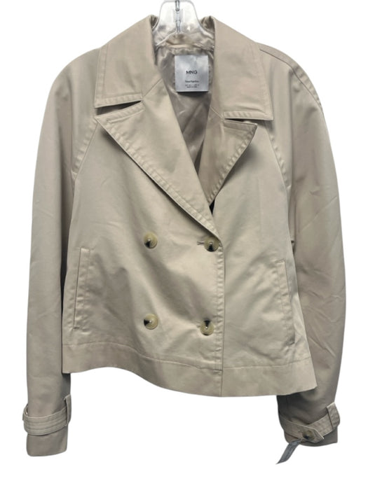 Mango Size L Cream Beige Cotton Blend Water Repellant Double Breasted Jacket Cream Beige / L