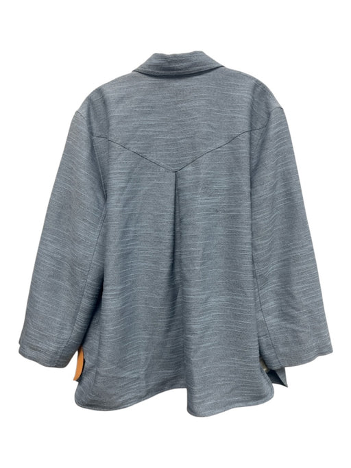 Ganni Size 40 Light Blue Polyester Blend Collared Button Front Textured Coat Light Blue / 40