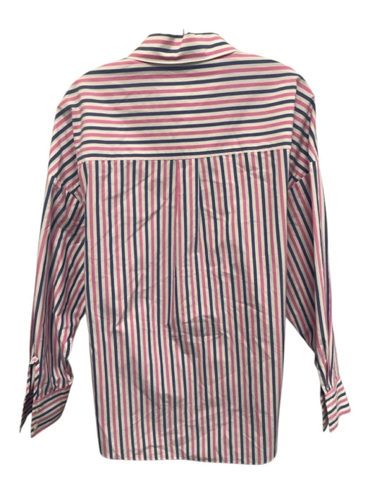 Favorite Daughter Size M White, Pink & Blue Cotton Striped Long Sleeve Shirt Top White, Pink & Blue / M