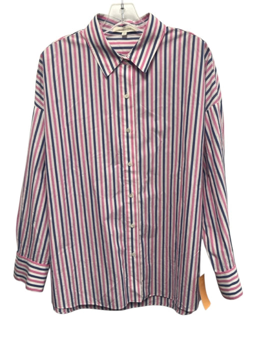 Favorite Daughter Size M White, Pink & Blue Cotton Striped Long Sleeve Shirt Top White, Pink & Blue / M