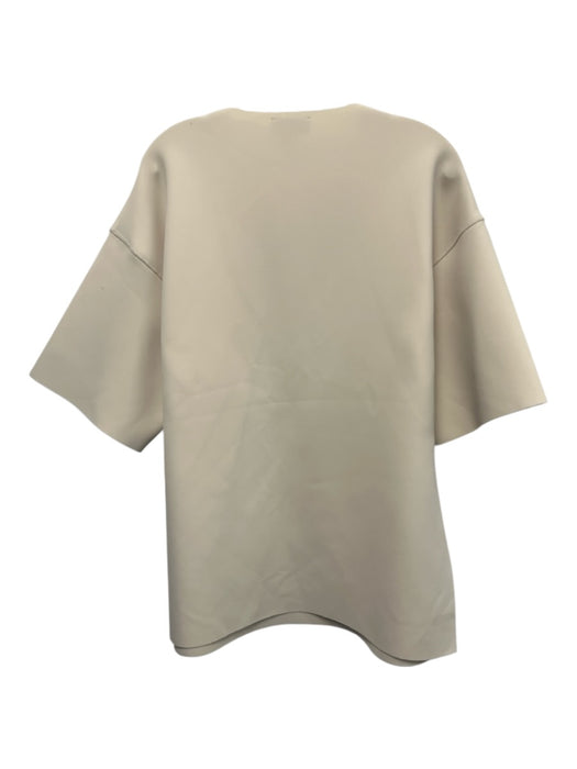 COS Size M Cream Beige Missing Fabric Tag 1/2 Sleeve Neoprene Oversize Top Cream Beige / M