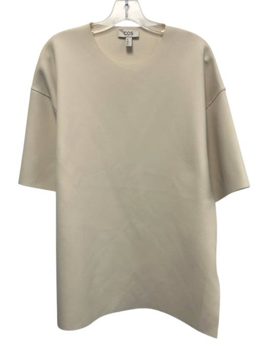 COS Size M Cream Beige Missing Fabric Tag 1/2 Sleeve Neoprene Oversize Top Cream Beige / M
