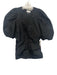 Ganni Size 40 Black Polyester Blend 1/2 Puff Sleeve Brocade Button Front Top Black / 40