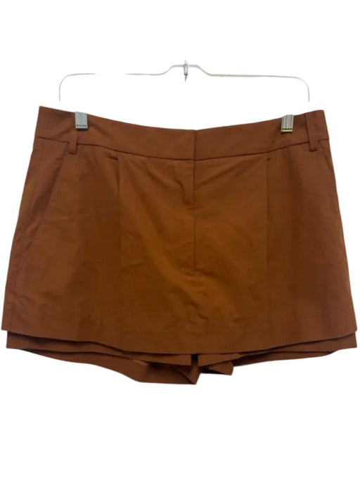 Tibi Size 8 Rust Brown Cotton High Rise Pleated Pockets Back Pockets Skort Rust Brown / 8