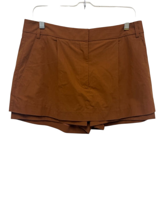 Tibi Size 8 Rust Brown Cotton High Rise Pleated Pockets Back Pockets Skort Rust Brown / 8