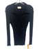 Dissh Size Large Black Viscose Blend Long Sleeve Ribbed Button Front Collar Top Black / Large