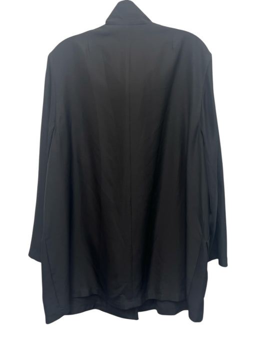 Akris Size 10 Black Silk Long Sleeve Zip Front Flap Pockets Collar Jacket Black / 10