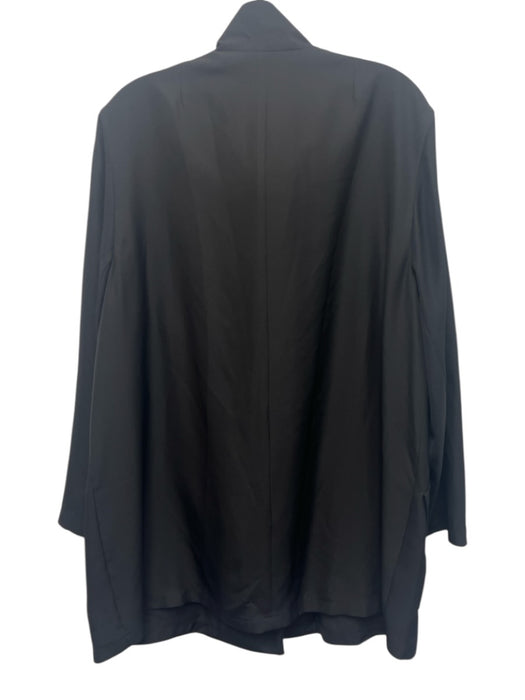 Akris Size 10 Black Silk Long Sleeve Zip Front Flap Pockets Collar Jacket Black / 10