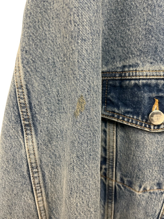 Anine Bing Size Large Light Wash Cotton Denim Button Front Distressed Jacket Light Wash / Large