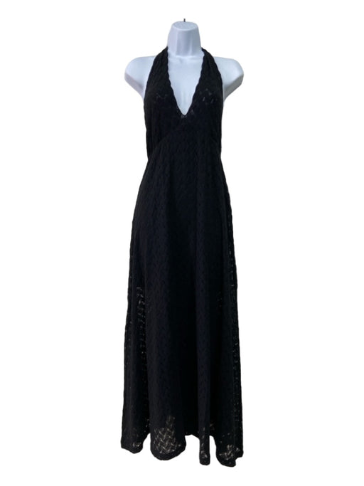 Hill House Size XL Black Cotton Blend Crochet Overlay Halter Maxi Lined Dress Black / XL