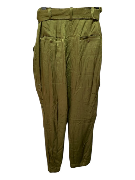 Intermix Size XL Olive Green Cupro Blend Satin Cargo Sash Hook & Zip Pants Olive Green / XL