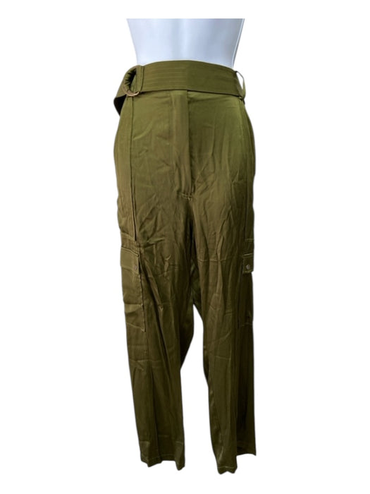 Intermix Size XL Olive Green Cupro Blend Satin Cargo Sash Hook & Zip Pants Olive Green / XL