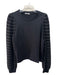 Splendid Size L Black Cotton Blend Round Neck Knit Sleeves Stripe Top Black / L