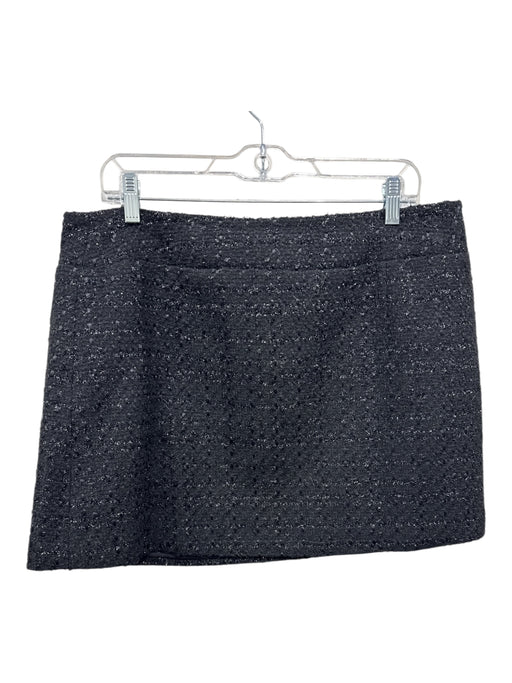 Hill House Size L Black Polyester Blend Tweed Tinsel Weave Mini Wrap Skirt Black / L