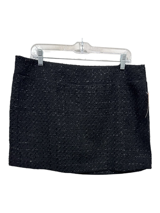 Hill House Size L Black Polyester Blend Tweed Tinsel Weave Mini Wrap Skirt Black / L