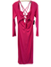 J Lux Label Size XL Pink Rayon & Spandex Ribbed Cutout Long Sleeve Midi Dress Pink / XL