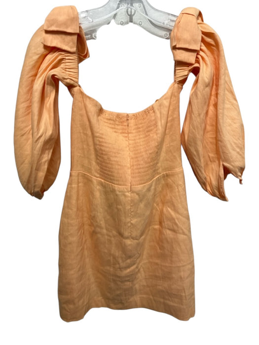 Gianni Bini Size 6 Light Orange Linen Blend Off Shoulder Bow Accents Dress Light Orange / 6