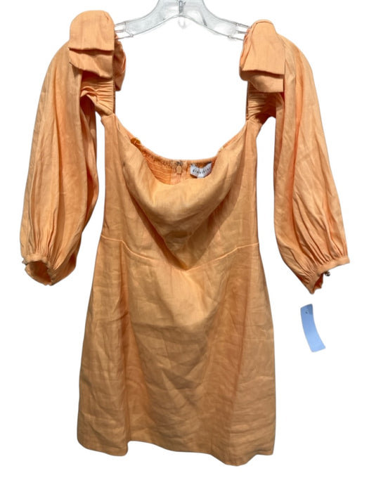 Gianni Bini Size 6 Light Orange Linen Blend Off Shoulder Bow Accents Dress Light Orange / 6