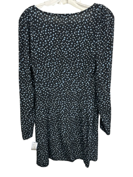 Madewell Size 0 Black & Blue Viscose Micro Floral Long Sleeve Square Neck Dress Black & Blue / 0